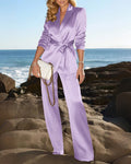 Champagne Satin None Button Peaked Lapel Woman Suits 2 Pieces Blazer+Pants Set Formal Party Sets Office Lady Daily Sets